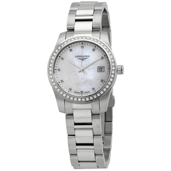 Conquest Mother of Pearl Diamond Stainless Steel Ladies Watch L34000876
