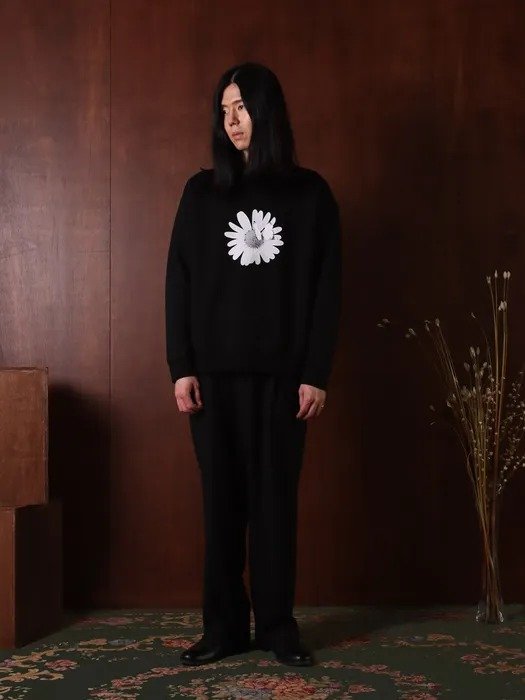 Flower Graphic Printing Sweatshirt - Black