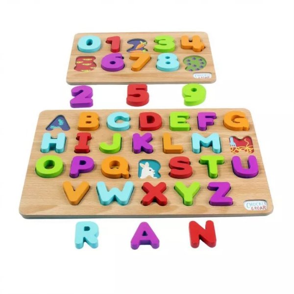 儿童字母数字木质拼图套装