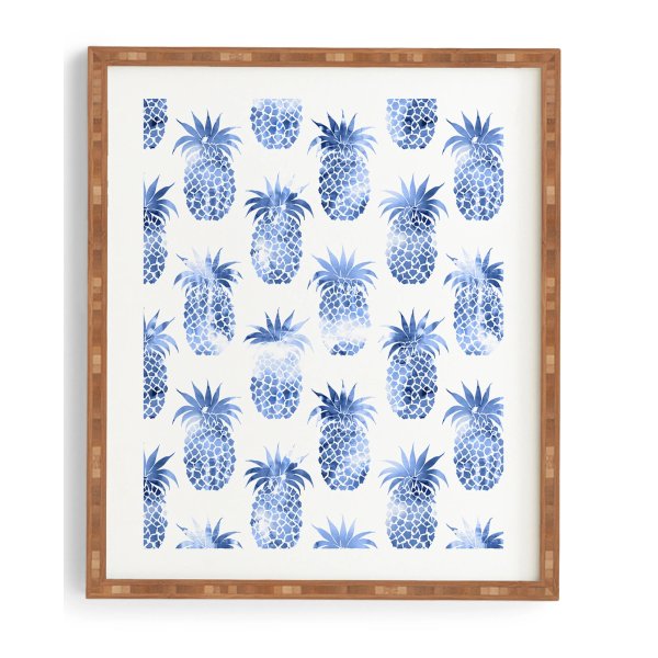 Pineapples Blue Framed Wall Art