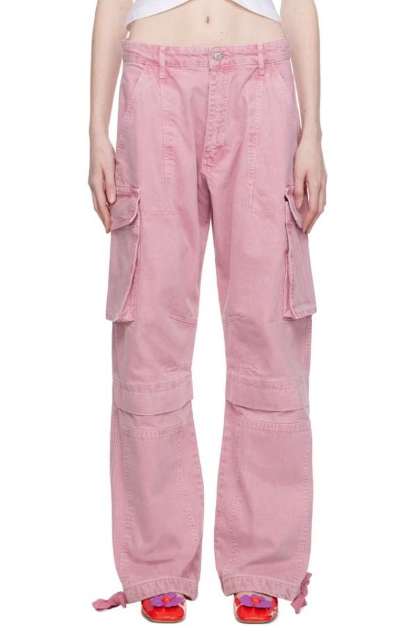 粉色 Cargo 牛仔裤