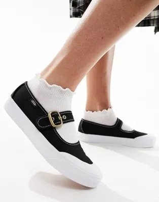 Mary Jane sneaker flats in black and white