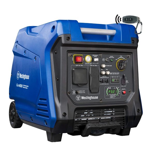 4500 Watt Super Quiet Portable Inverter Generator, Remote Electric Start with Auto Choke, Wheel & Handle Kit, RV Ready, Gas Powered, Parallel Capable