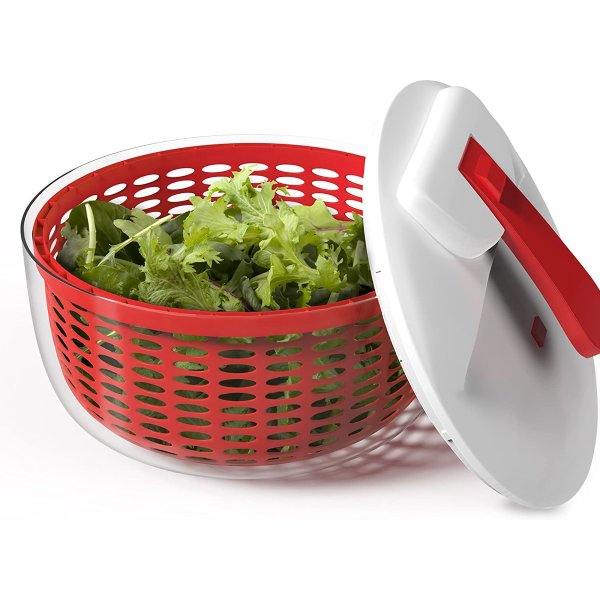 Your Choice Kitchen 3 Piece Salad Spinner with Ergonomic Crank. Red, 6.3 qt