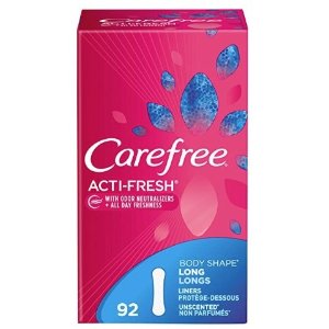 Carefree Acti-Fresh Ultra-Thin Panty Liners, Long To Go, Unscented - 92 Count