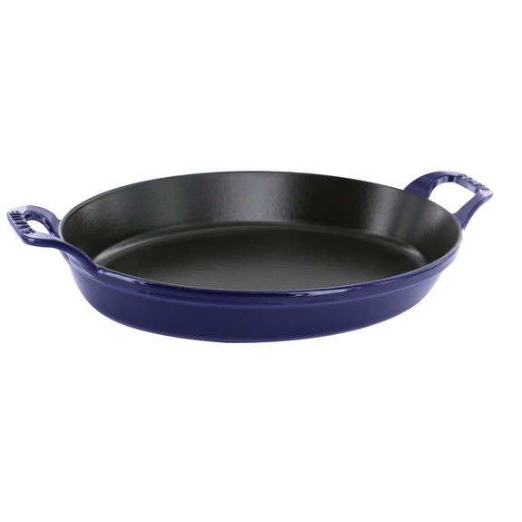 Cast Iron 14.5"x11.2" Oval Roasting Dish - Visual Imperfections, Dark Blue