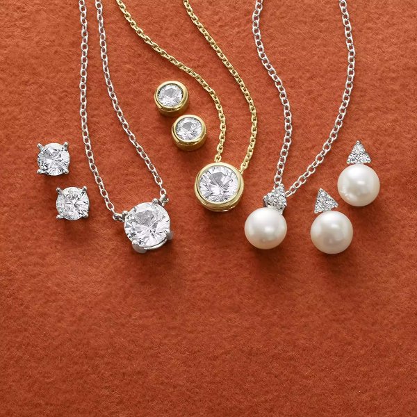 Yes, Please! Lab Created White Sapphire Sterling Silver Round 2-pc. Jewelry Set