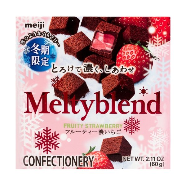 日本MEIJI明治 MELTYBLEND 雪吻特浓草莓松露夹心巧克力 60g 