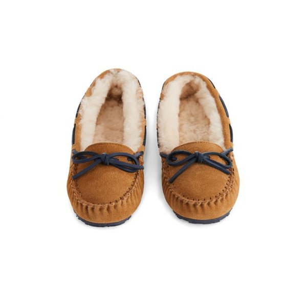 Girls Natural Suede Slippers