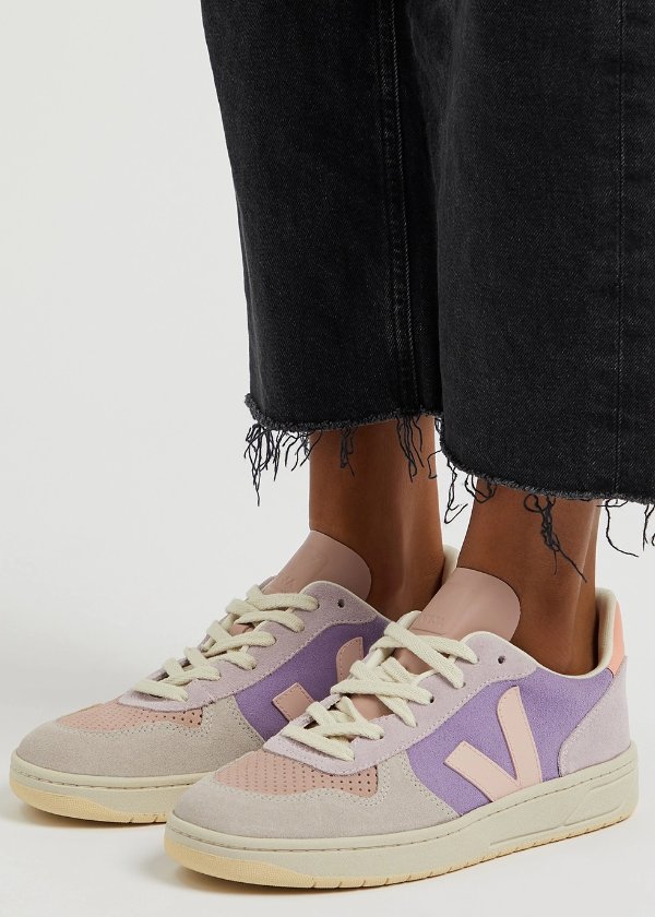 V-10 panelled suede sneakers