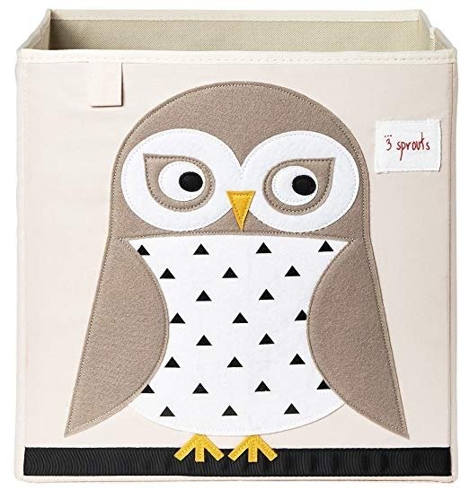 Organizer Container Cube Storage Box for Kids & Toddlers, White Owl