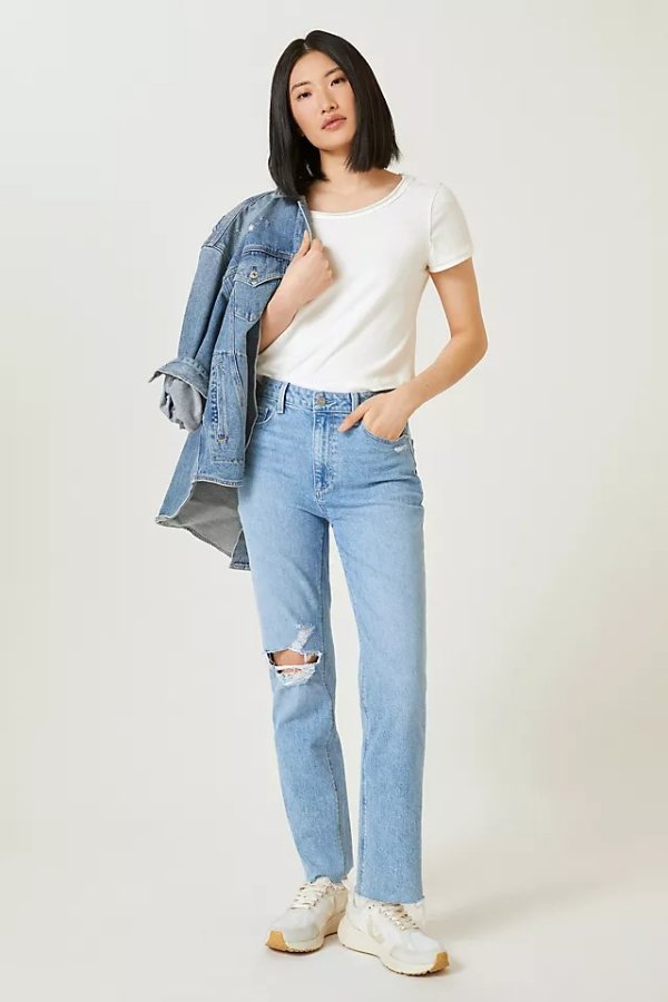 Stella Mid-Rise Straight-Leg Jeans