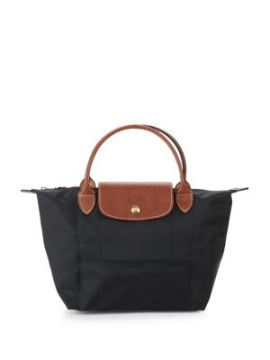 Leather-Trimmed Foldable Tote