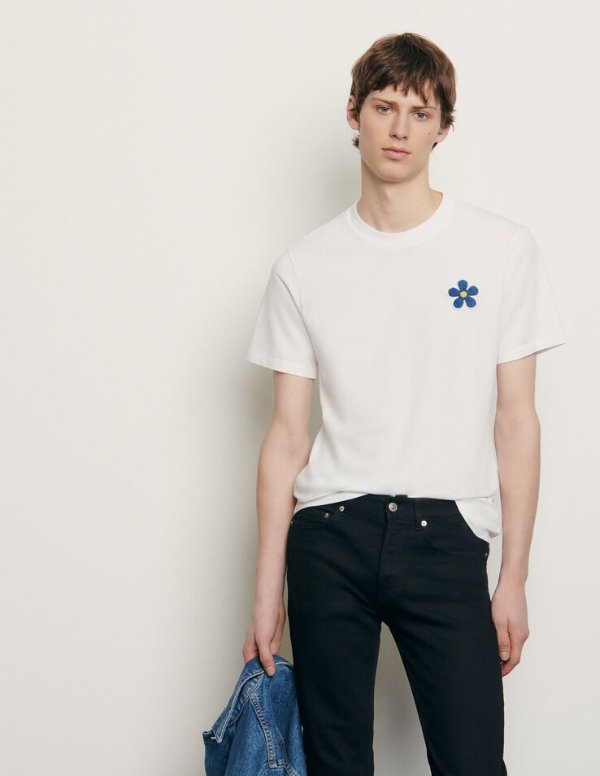 Cotton T-shirt with embroidered patch