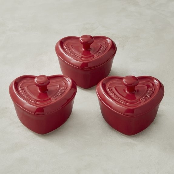 Ceramic Mini Heart Cocottes, Set of 3