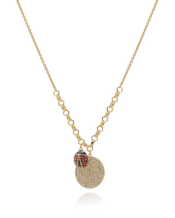Lisabel Gold Tone Dark Multi Colored Crystal Ladybug Necklace 5498808
