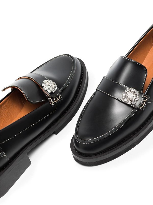 crystal-embellished leather loafers