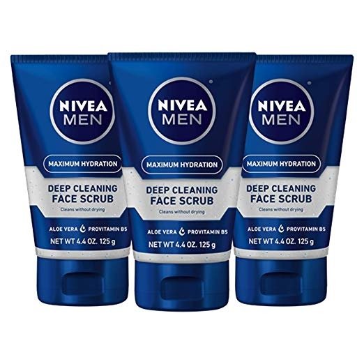 Men Maximum Hydration Deep Cleaning Face Scrub - Cleans without drying, contains Pro-vitamins - 4.4 oz. Tube (Pack of 3)