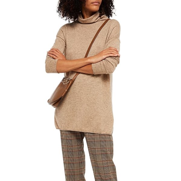 Melange wool and cashmere-blend turtleneck sweater