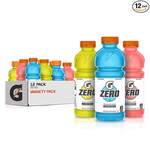 Zero Sugar Thirst Quencher, Cool Blue Variety Pack, 20 Fl Oz (Pack of 12)