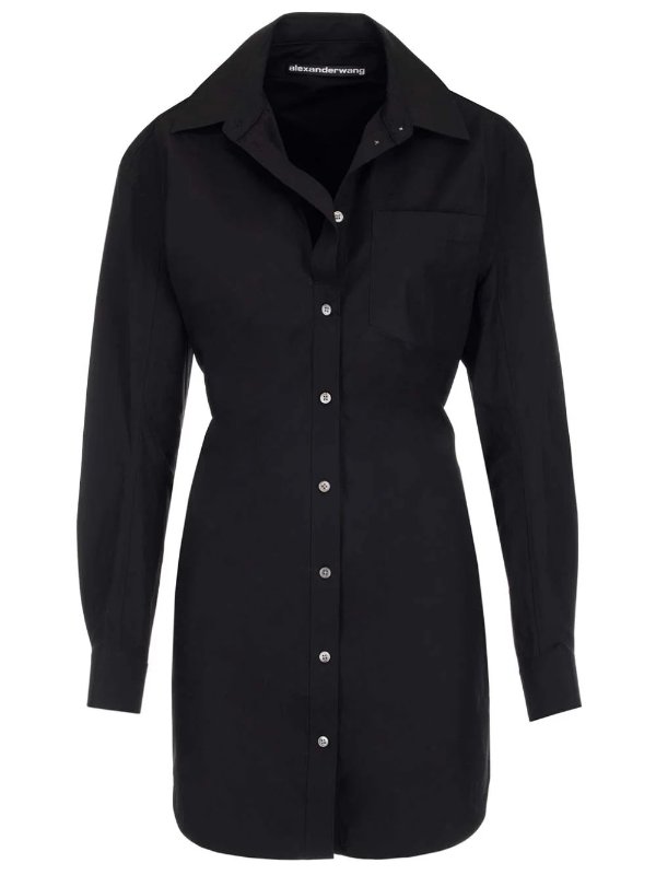 Fitted Buttoned Mini Shirt Dress