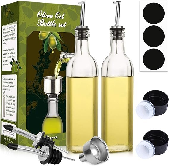 AOZITA  17 oz Glass Olive Oil Dispenser Bottle Set of 2 PACK