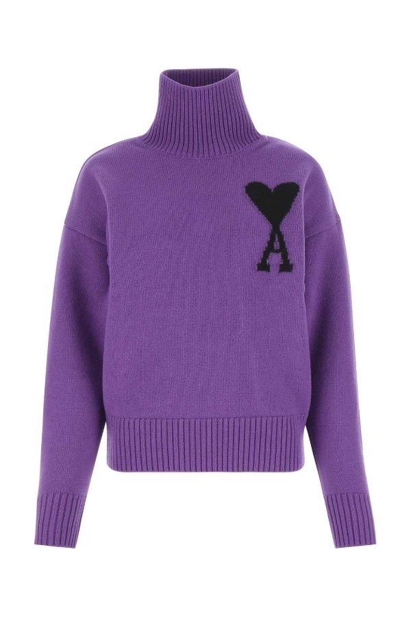 Paris Roll Neck Heart Motif Embroidered Sweater