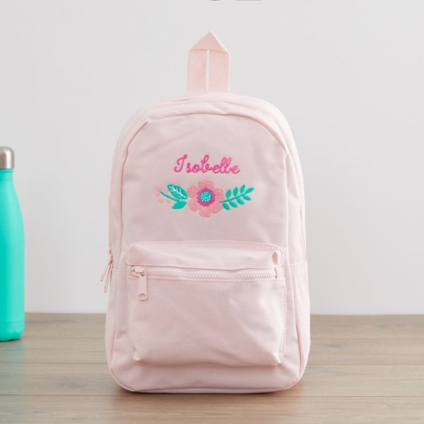Personalized Pink Flower Design Infant Backpack Welcome %1