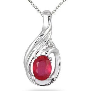 2.00 Carat Ruby and Diamond Pendant in .925 Sterling Silver