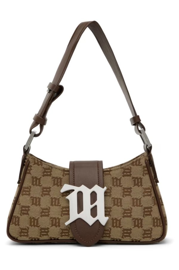 Brown Mini Jacquard Monogram Shoulder Bag