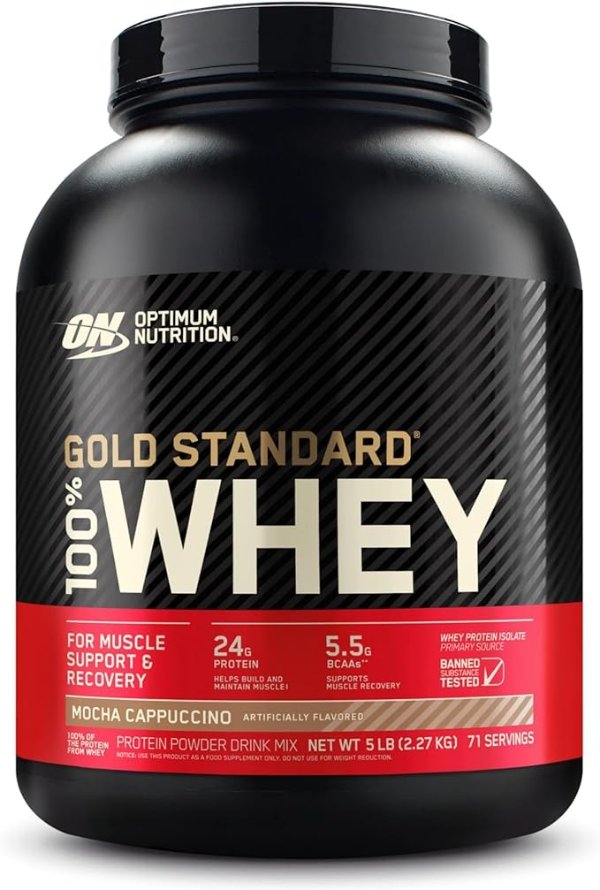 Gold Standard 100% Whey Protein Powder, Mocha Cappuccino, 5 Pound