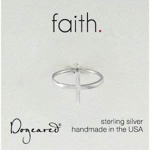 Dogeared Sterling Silver Faith Large Sideways Cross Ring, Size 5