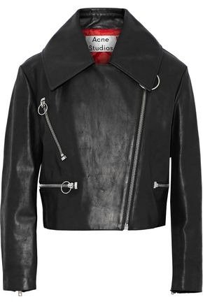 Meyer brushed-leather biker jacket