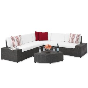 6-Piece Wicker Sectional Sofa - Gray