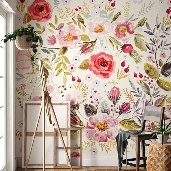 Mandalay Removable Vintage Berries Flowers 8.33' L x 100" W Peel and Stick Wallpaper RollMandalay Removable Vintage Berries Flowers 8.33' L x 100" W Peel and Stick Wallpaper RollRatings & ReviewsCustomer PhotosMore to Explore