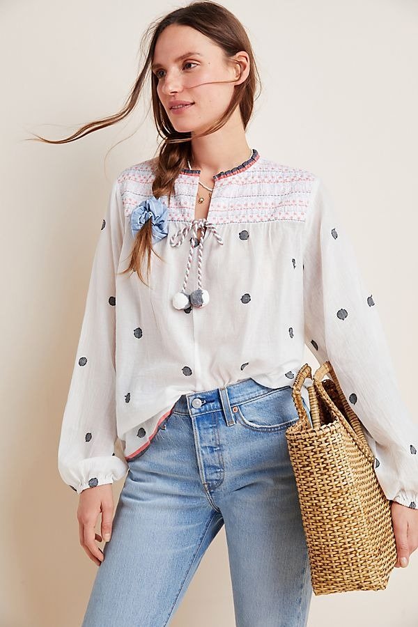Kelly Embroidered Peasant Blouse