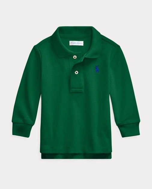 Pique Long-Sleeve Polo Shirt