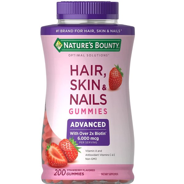 Optimal Solutions Advanced Hair, Skin & Nails Gummies, Strawberry, 200 Count