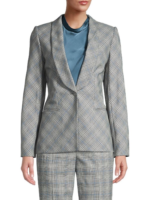 Double-Breasted Plaid Suiting Jacket