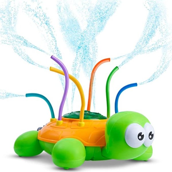 Outdoor Water Spray Sprinkler for Kids and Toddlers - Backyard Spinning Turtle Sprinkler Toy w/ Wiggle Tubes - Splashing Fun for Summer Days - Sprays Up to 8ft High - Attaches to Garden Hose