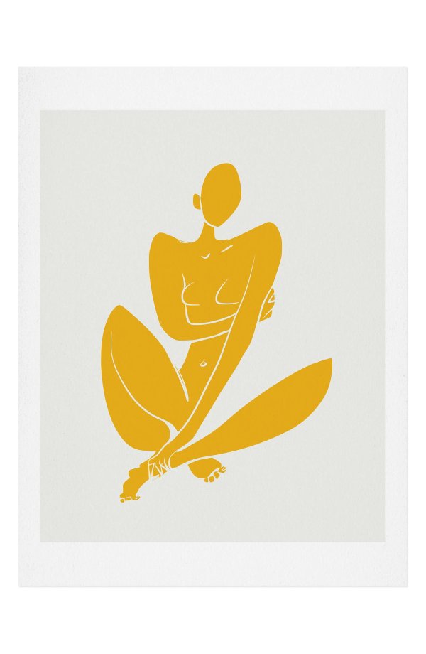 Sitting Nude in Yellow Modern Art Print