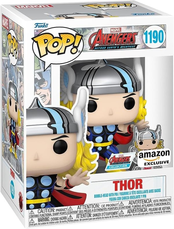 Pop! & Pin: The Avengers: Earth's Mightiest Heroes - 60th Anniversary, Thor with Pin, Amazon Exclusive
