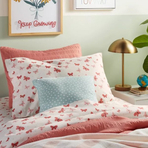 Butterfly Cotton Sheet Set Rose - Pillowfort™