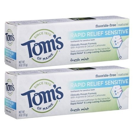 Tom's of Maine Rapid Relief Sensitive Natural Toothpaste, Fresh Mint, 2 Pack