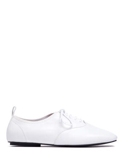 ADA - SQUARE TOE DERBY SHOES WHITE KID LEATHER