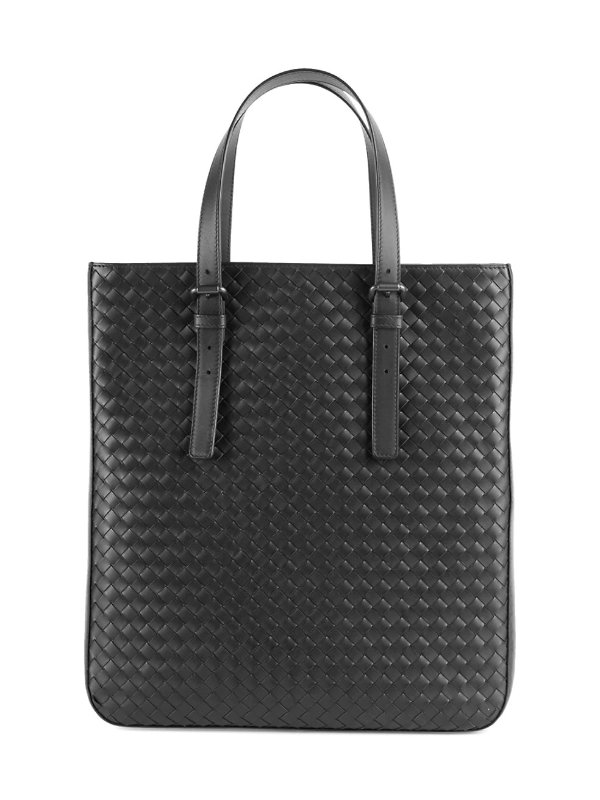 Woven Leather Slim Tote