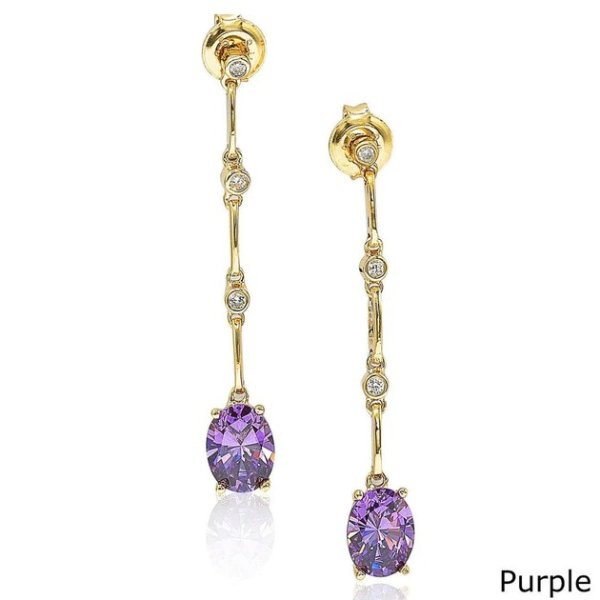 Gold plated Sterling Silver Cubic Zirconia Dangle Earrings