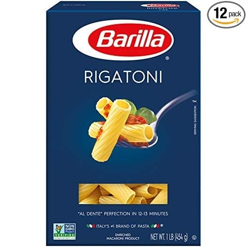 Barilla Pasta, Rigatoni, 16 Ounce (Pack of 12)