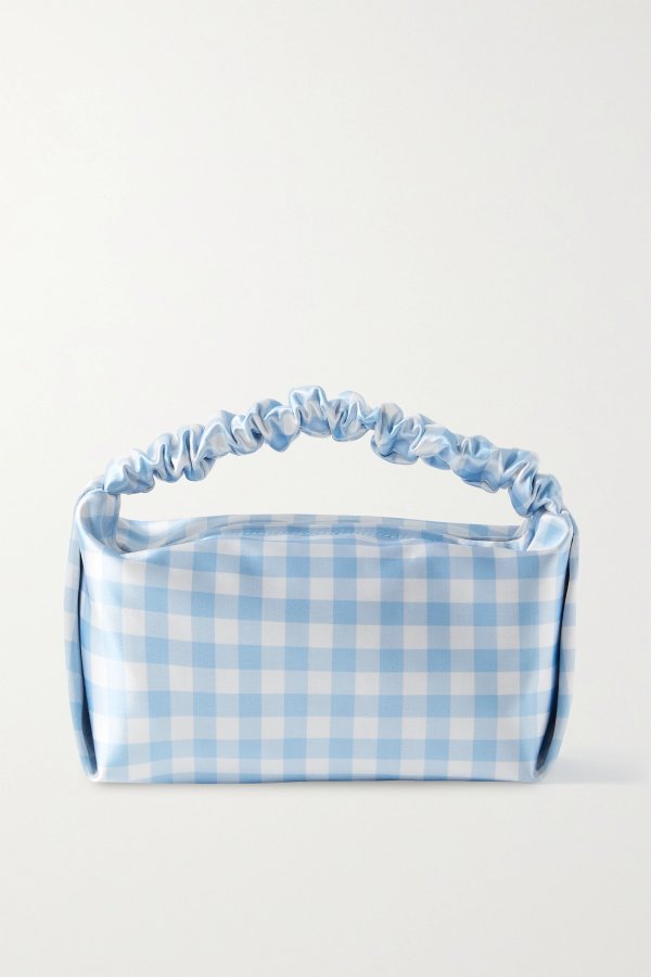 Small gingham satin tote