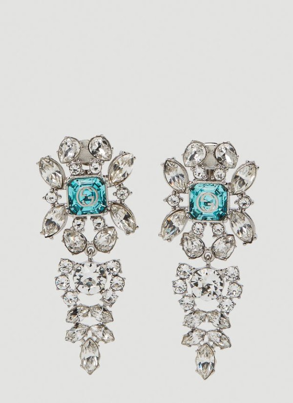 Interlocking G Crystal Earrings in Blue
